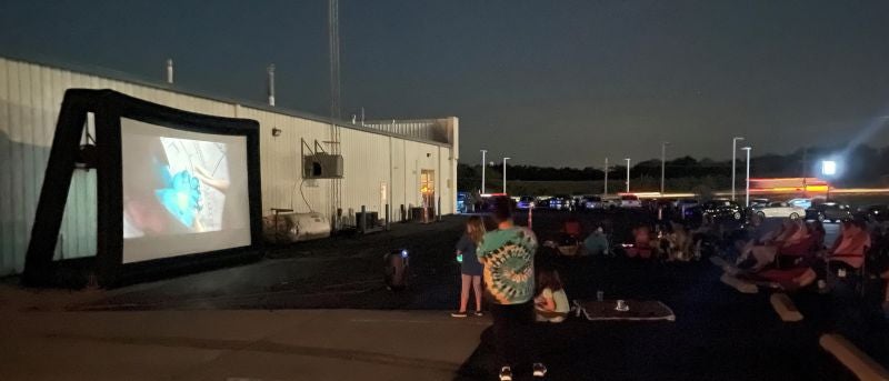 Watching the movie outside